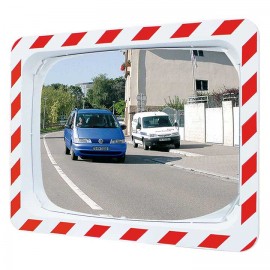 Mirall de tràfic amb marc vermell i blanc